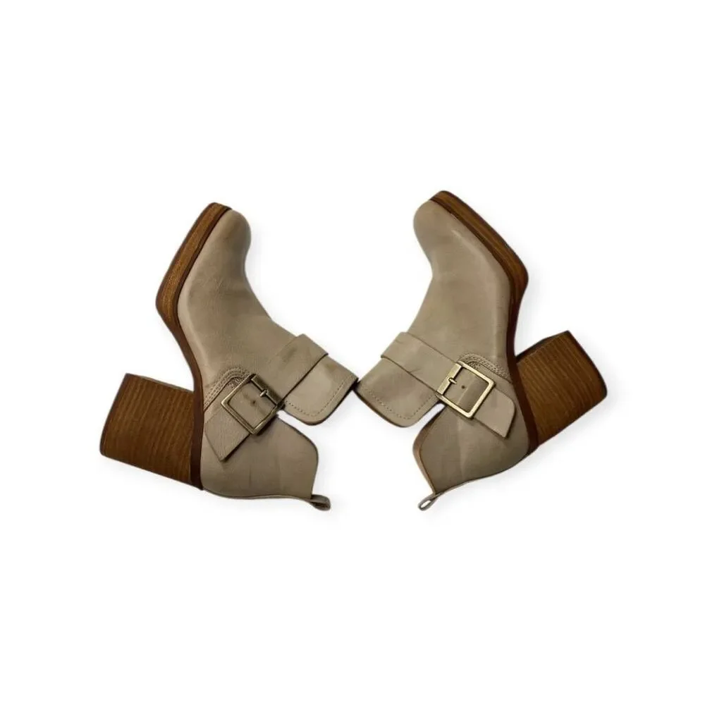 Korks kari block‎ heel boots in cream green